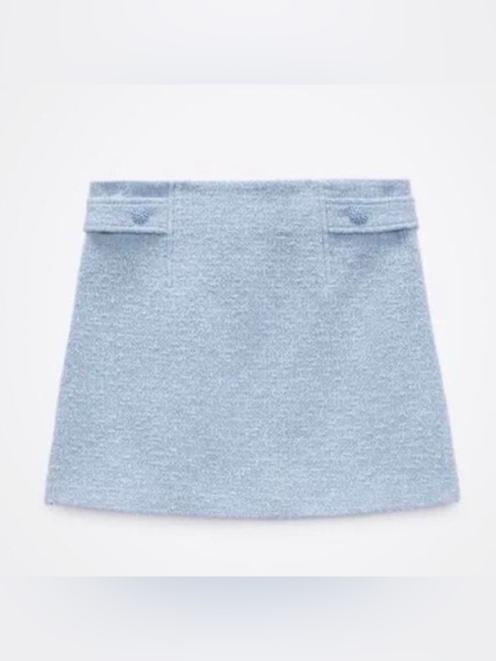 Zara Light Blue Bouclé A-Line Mini Skirt
